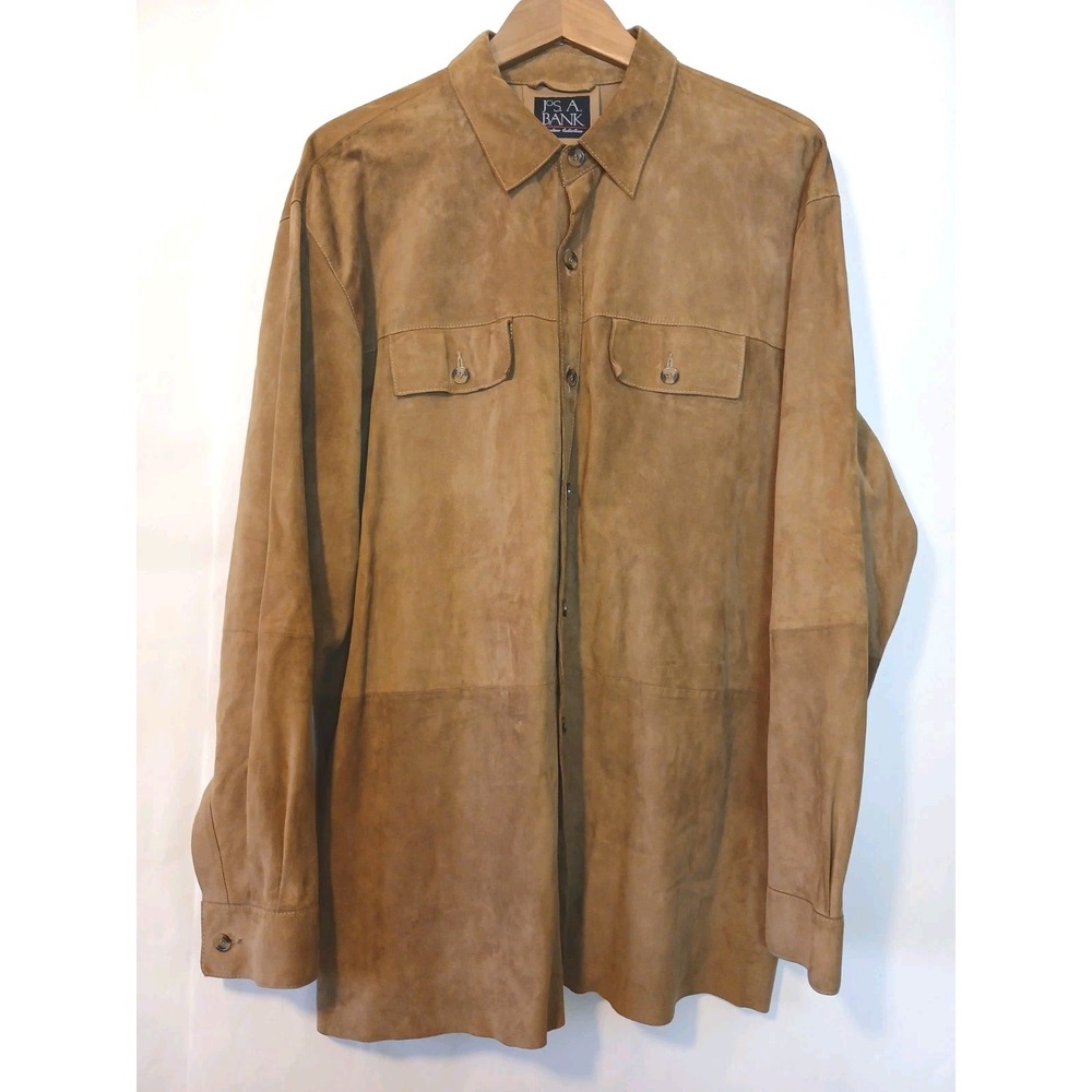 Jos. A. Bank Signature Collection Suede Leather Shirt Mens XL Brown D152